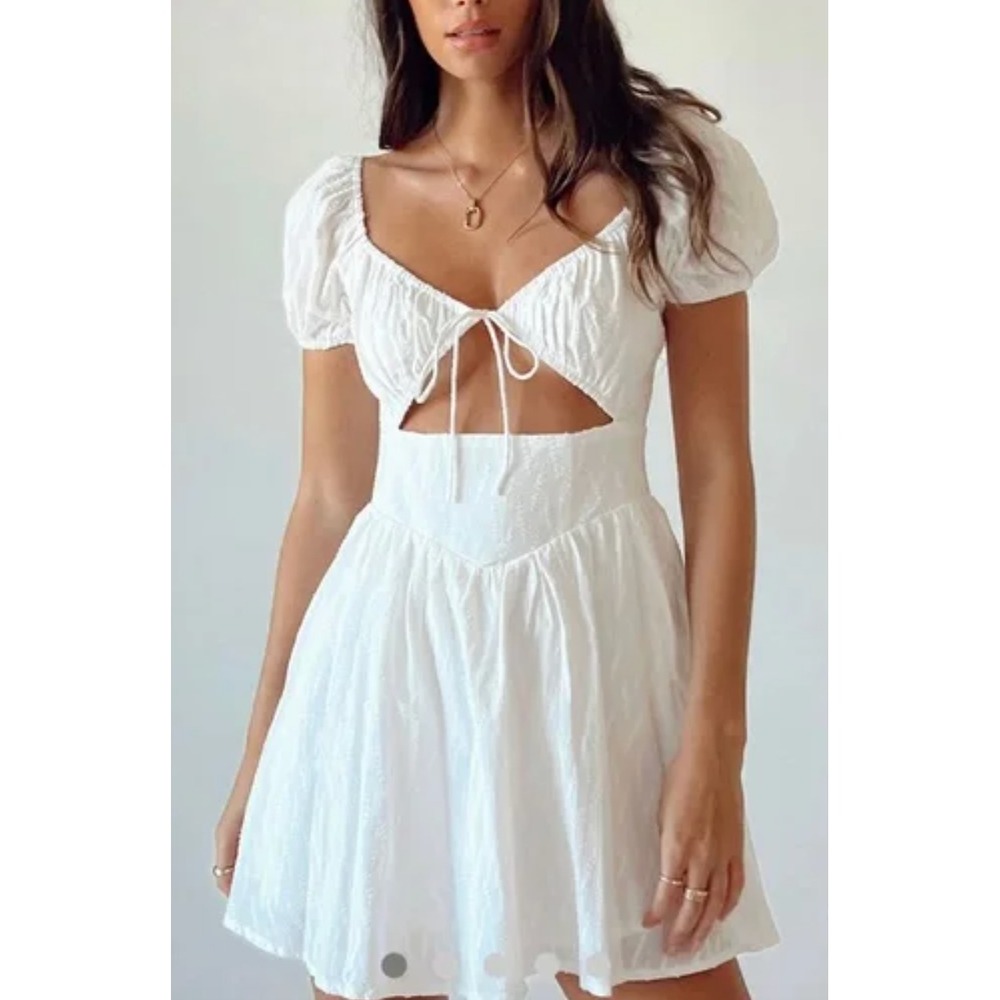 NWOT Princess Polly Sz 12 Caria Mini Dress White Cottagecore Bachelorette Bridal